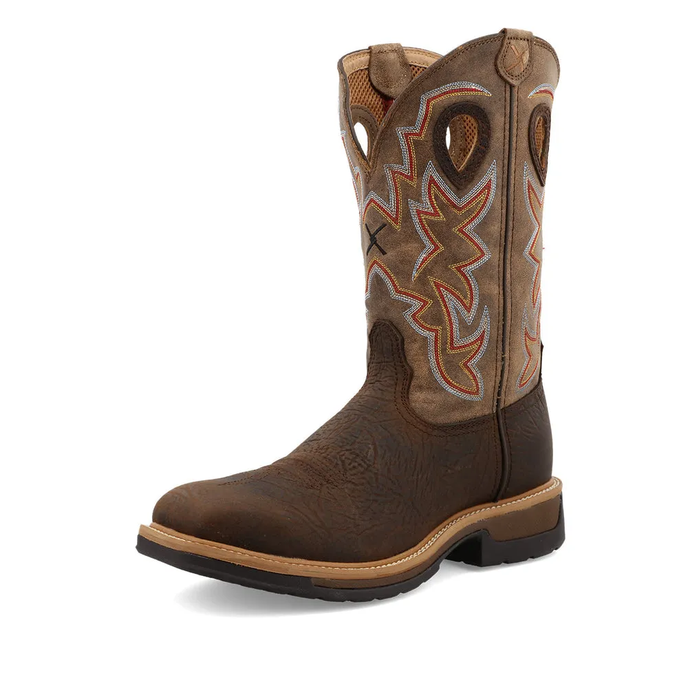 Twisted X 12″ Western Work Boot Taupe / Bomber